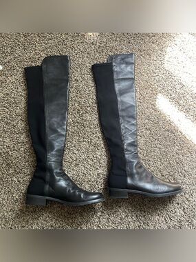 Stuart Weitzman Black Over-the-Knee Stretch 5050 Boots Napa Leather size 7.5
